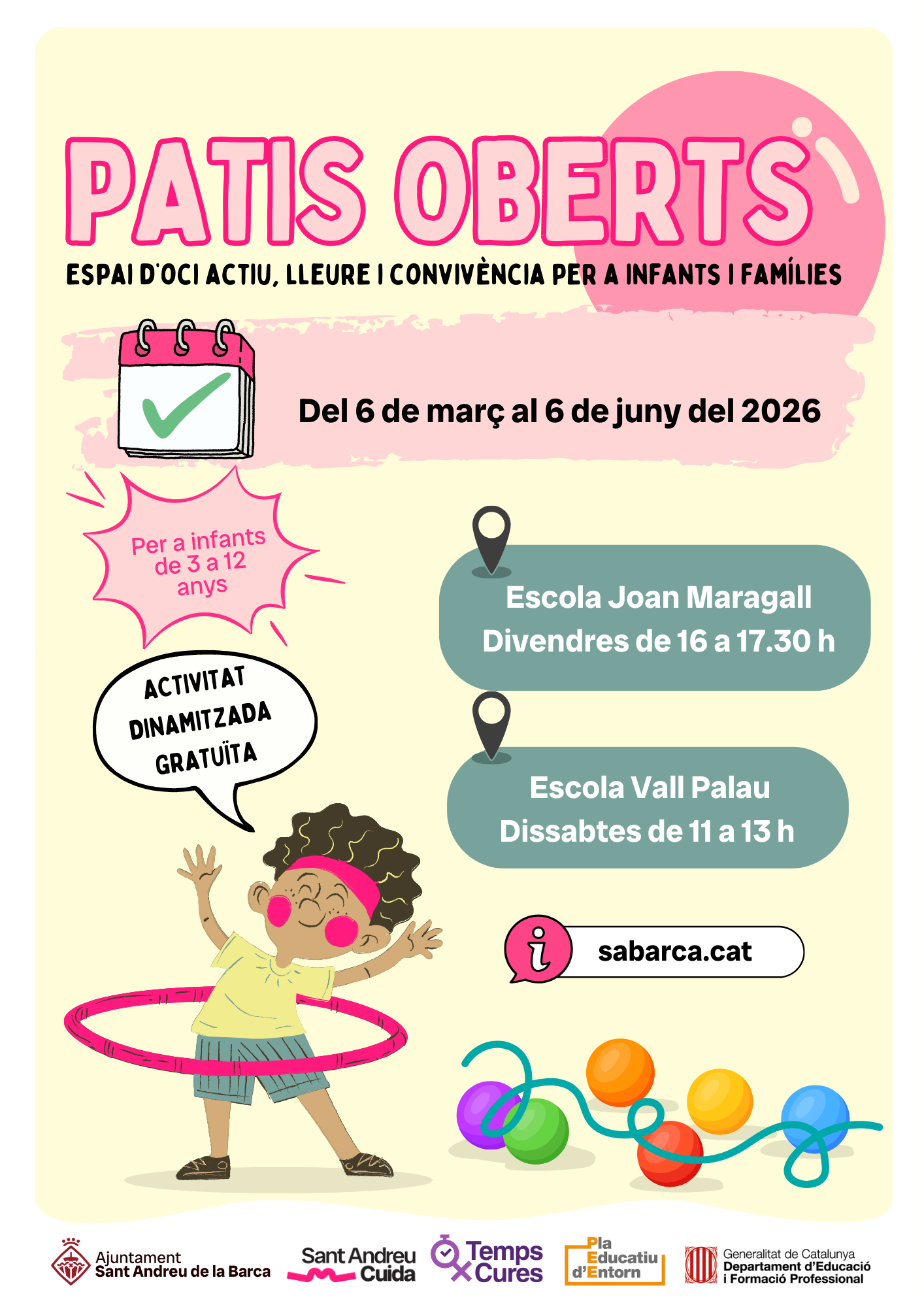 Imatge de la notícia: Tornen els Patis Oberts per gaudir dels espais escolars fora de l’horari lectiu